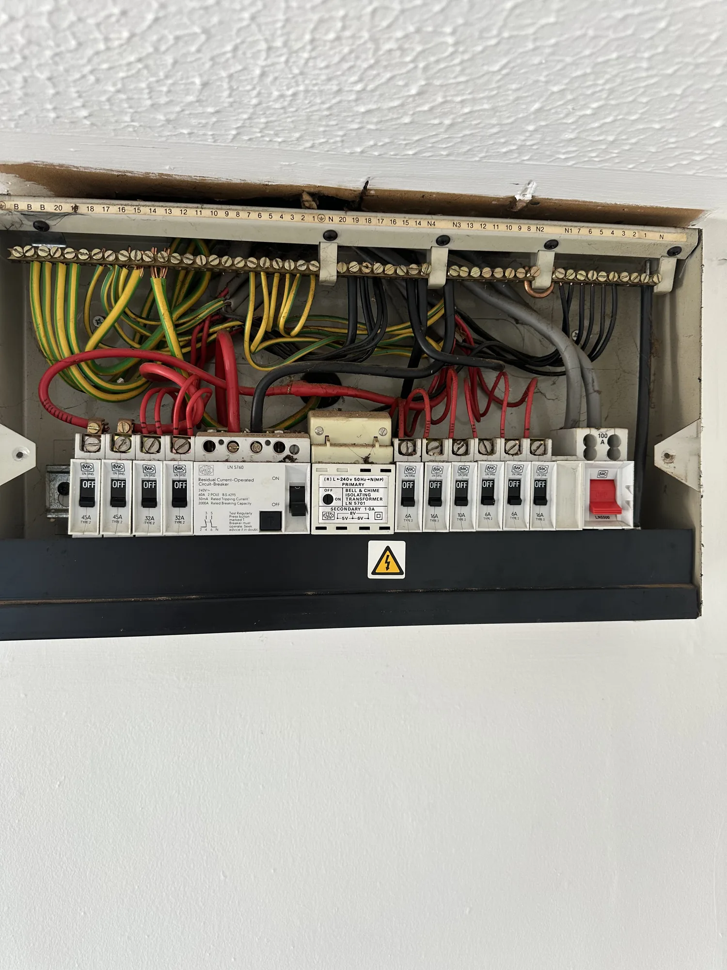 Older fuse board photographed before its upgrade